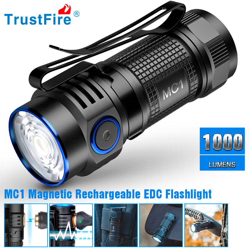 Edc Carry Flashlight - Trustfire MC1 Usb Rechargeable Flashlight 1000Lumen