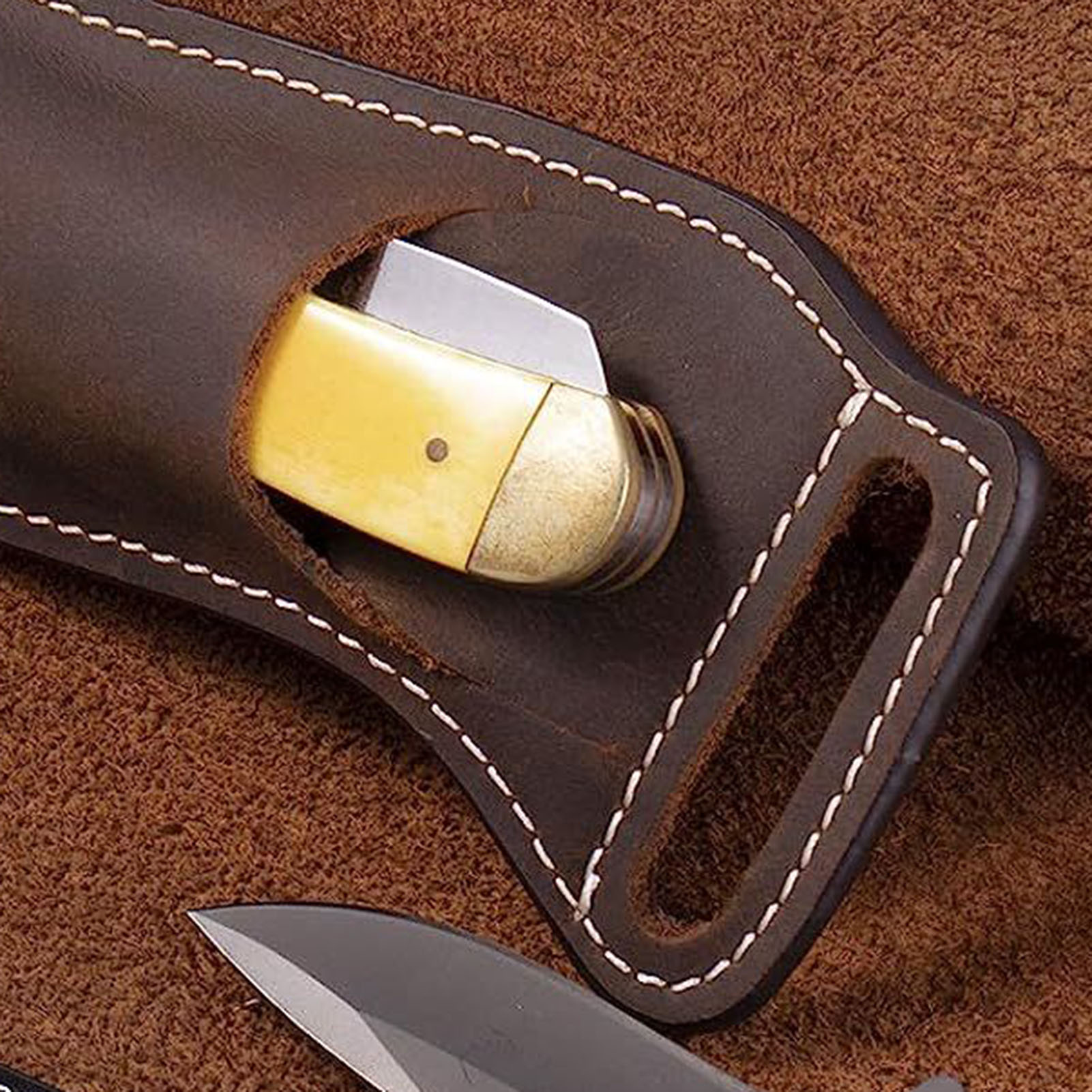 Brown Leather Knife Waist Bag  - Edc Carry Essentials review and price