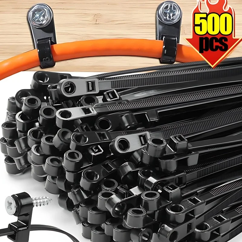 500/100PCS Screw Hole Cable Ti - Gear Tie Reusable review and price