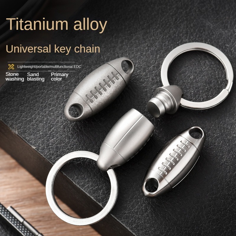 Titanium Rugby Shape Keychain  - Edc Carry Accessories review and price